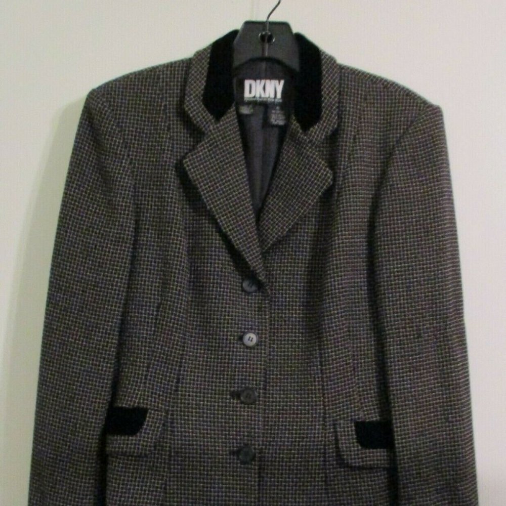 DKNY DONNA KARAN BLACK WHITE SUIT JACKET BLAZER 6